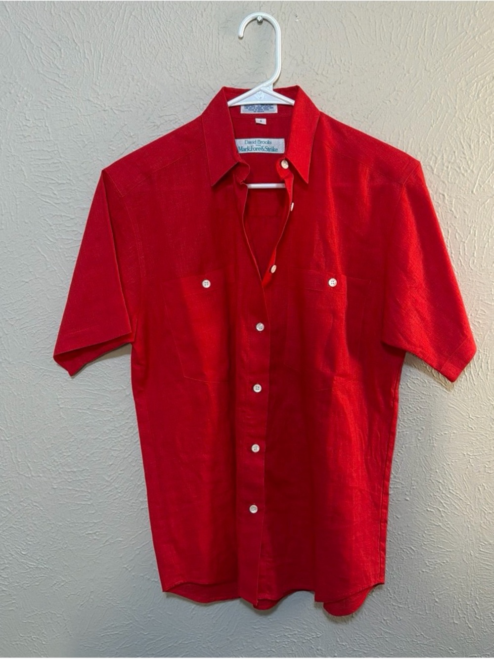 David Brooks Red Short-Sleeve Button-Up Shirt